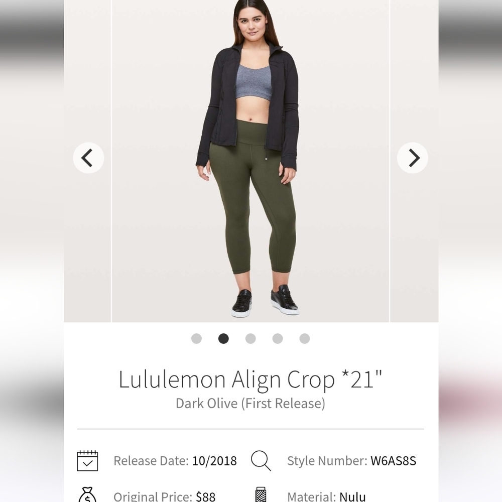 lululemon athletica Align Crop 21" - Dark Olive - 4 - Preloved